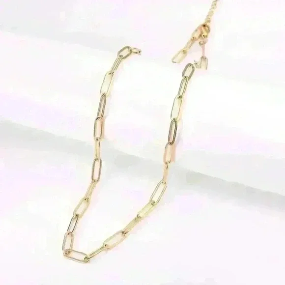 NWT 18K Gold Plated Minimalist Paper Clip Cain Link Layering Necklace - Picture 14 of 16